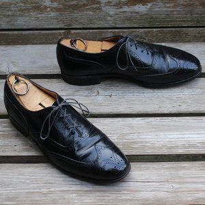 Vintage 80s Black Kangaroo Leather Wingtips, Dack's Canada, Men's 7.5 Wide